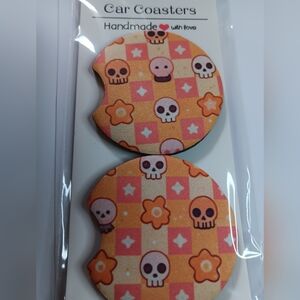 Skull and Star Car Coasters 2pcs
